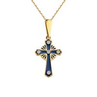 Крест Вырица "Символ Веры" с синей эмалью и фианитами