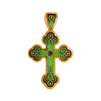 Крест Вырица "Спаси и Сохрани" с зеленой эмалью