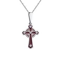 Крест Вырица "Символ Веры" с красной эмалью и фианитами