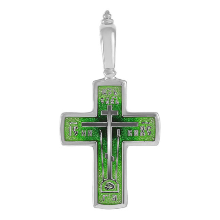 Крест Вырица Да Воскреснет Бог с зеленой эмалью