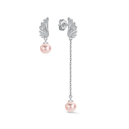 Серьги Вырица с фианитом и розовым жемчугом swarovski 
