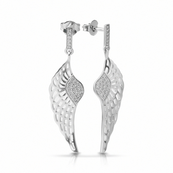 Серьги Вырица "Крылья" с фианитами