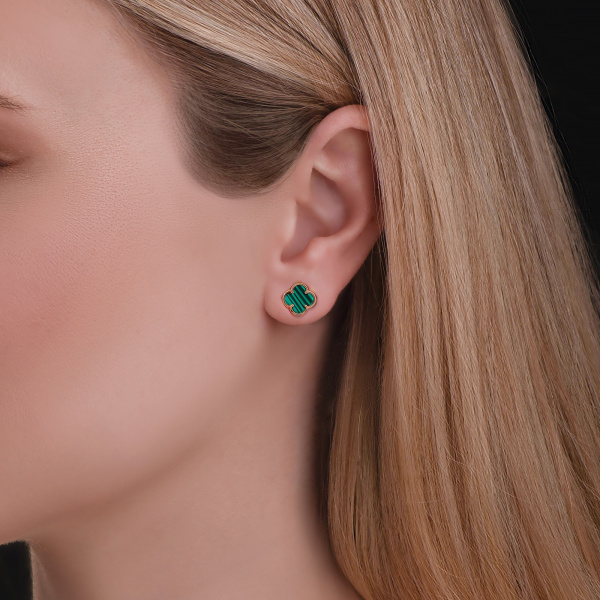 Серьги-пуссеты Вырица с малахитом