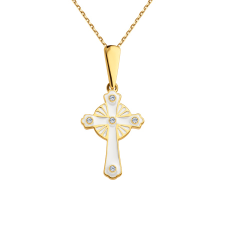 Крест Вырица "Символ Веры" с белой эмалью и фианитами