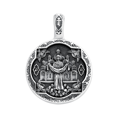 Образок Покров Пресвятой Богородицы покрытие: платина, черн.