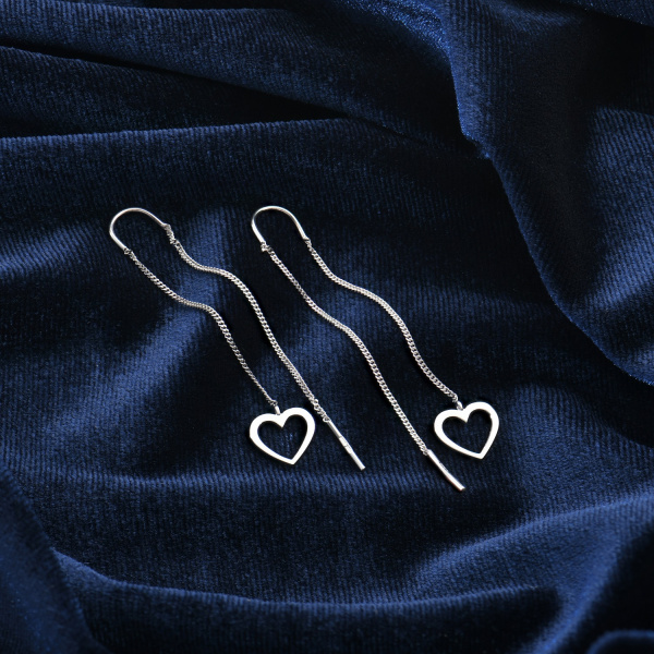 Серьги-продевки Вырица "Сердечки"