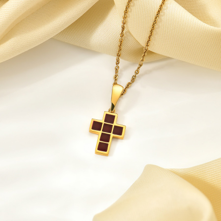 Крест Вырица "Символ Веры" с красной эмалью и позолотой