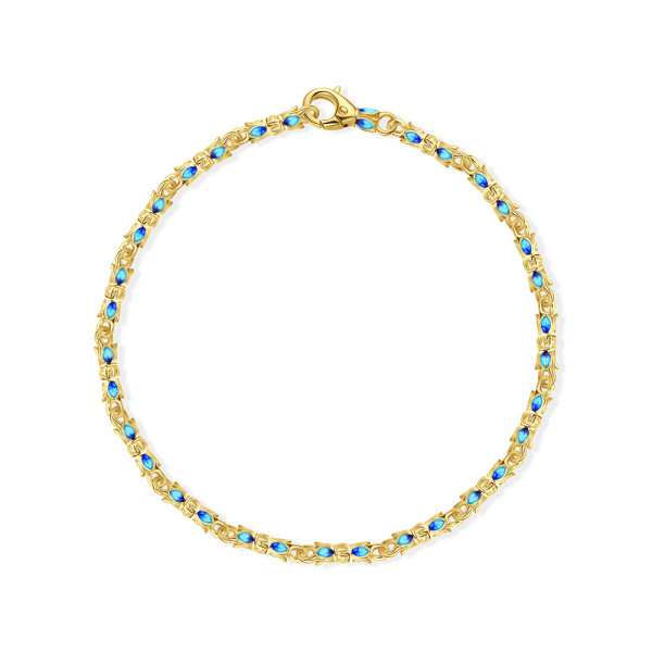 Браслет Вырица "Тюльпан" с голубой эмалью