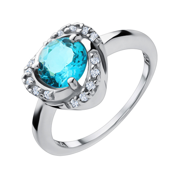 Кольцо Вырица "Спаси и сохрани" с топазом и фианитами