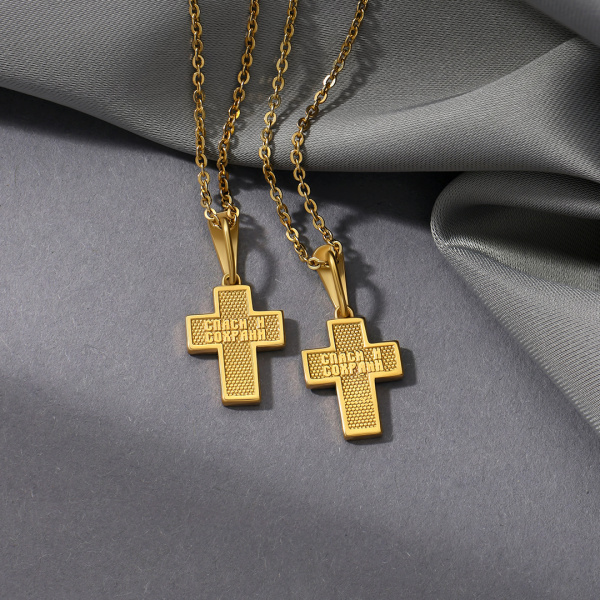 Крест Вырица "Символ Веры" с черной эмалью и позолотой