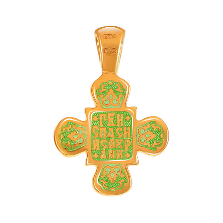 Крест Вырица  "Господь Вседержитель" с зелёной эмалью